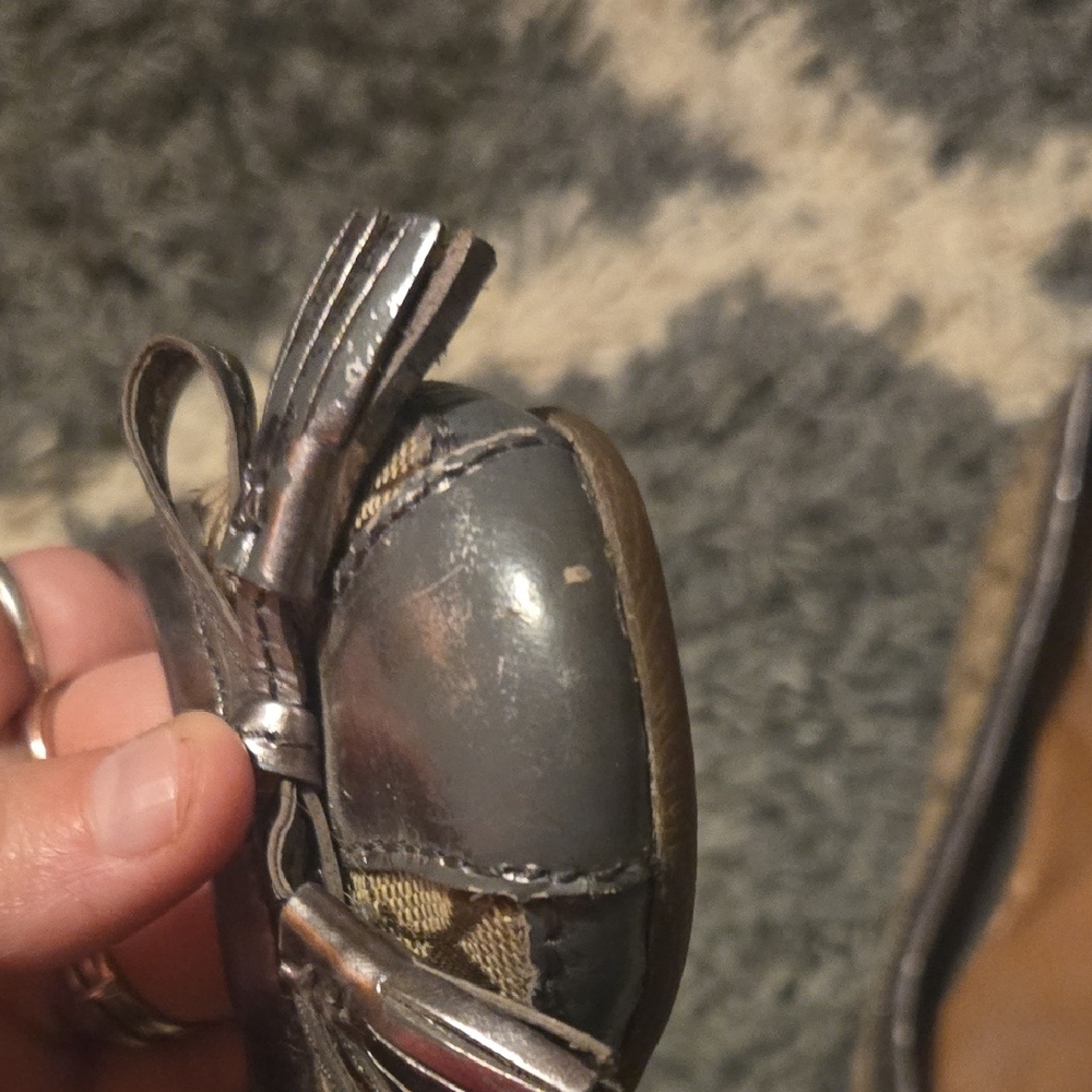 Coach Women's Brown and Silver Loafers - Picture 3 of 8